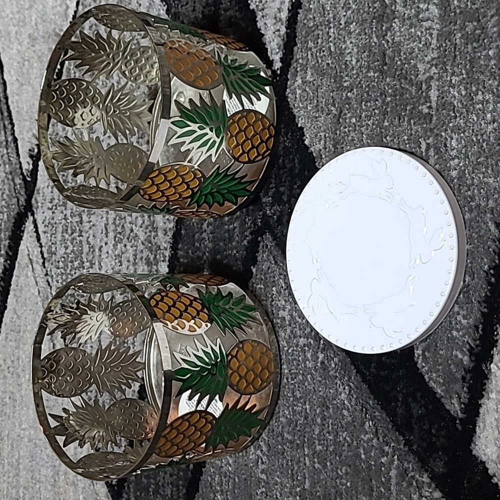 BATH & BODY WORKS PINEAPPLE 🍍 CANDLE HOLDERS BUNNY LID BUNDLE